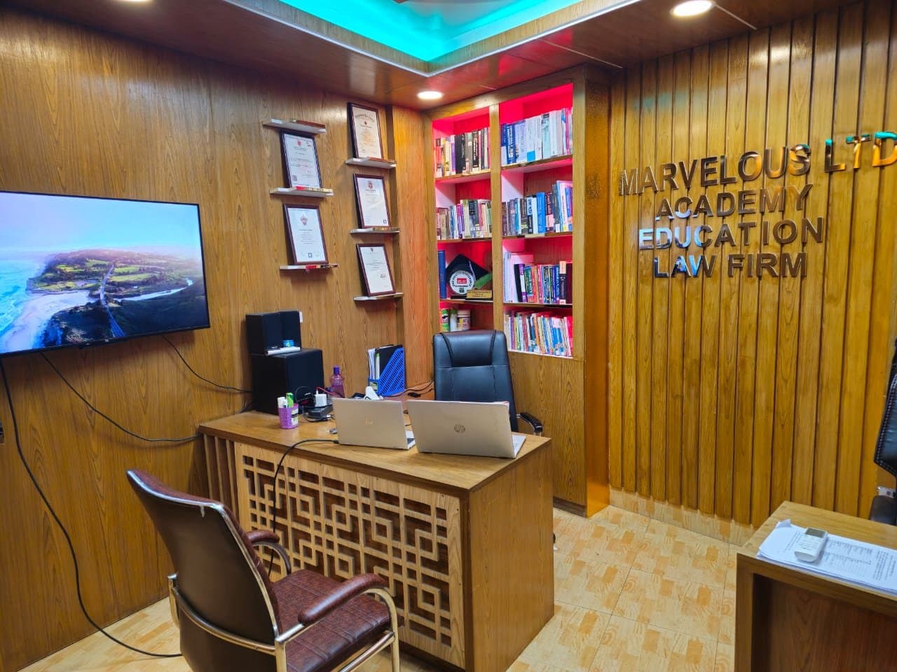 Reception and library at Marvelous Academy